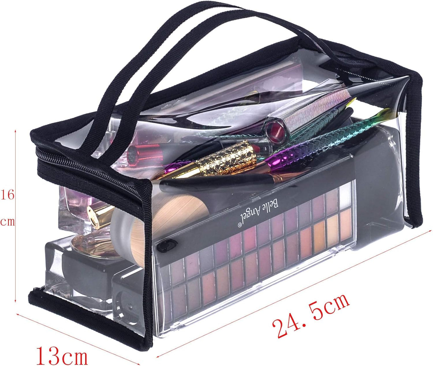 Small Rectangular Clear PVC Makeup Bag Make Up Artist Tool Organizer Pouch Bag Transparent Vinyl Cosmetic Bag Actor Bag with Handle