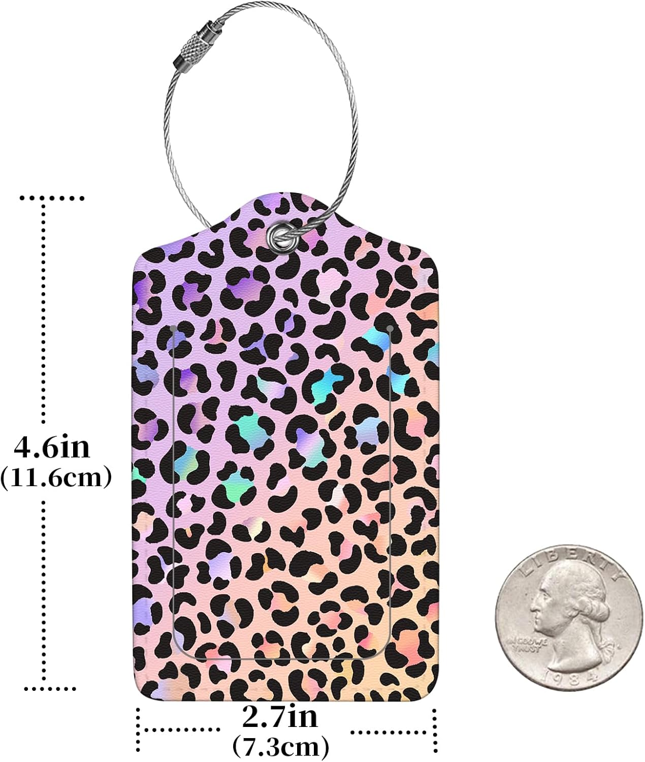 2 Pcs Luggage Tags for Suitcases,PU Leather Cruise Ship Luggage Tags with Privacy Cover Label Address Card and Durable Metal Ring Suitable for Men Women Children Handbags Backpacks,Gradient Leopard