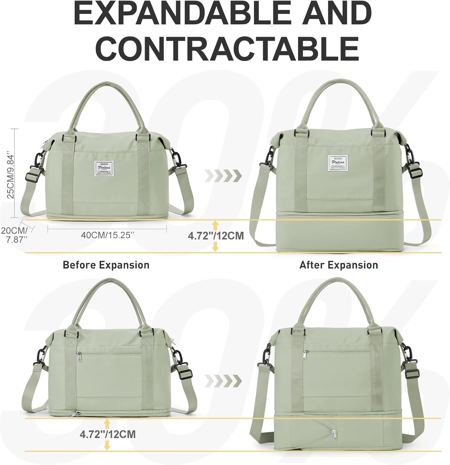 Travel Duffel Bag, Sports Tote Gym Bag, Shoulder Weekender Overnight Bag for Women