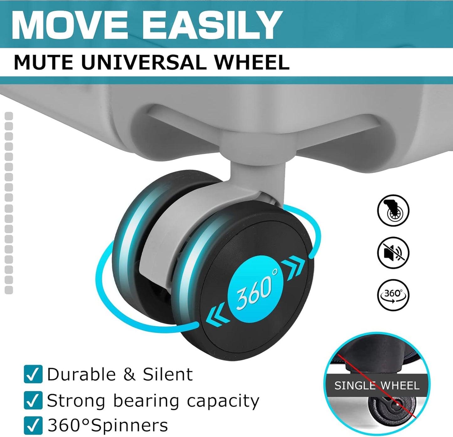 AnyZip Luggage Aluminium Frame Suitcase Hard Shell TSA Lock No Zipper 24In Silver