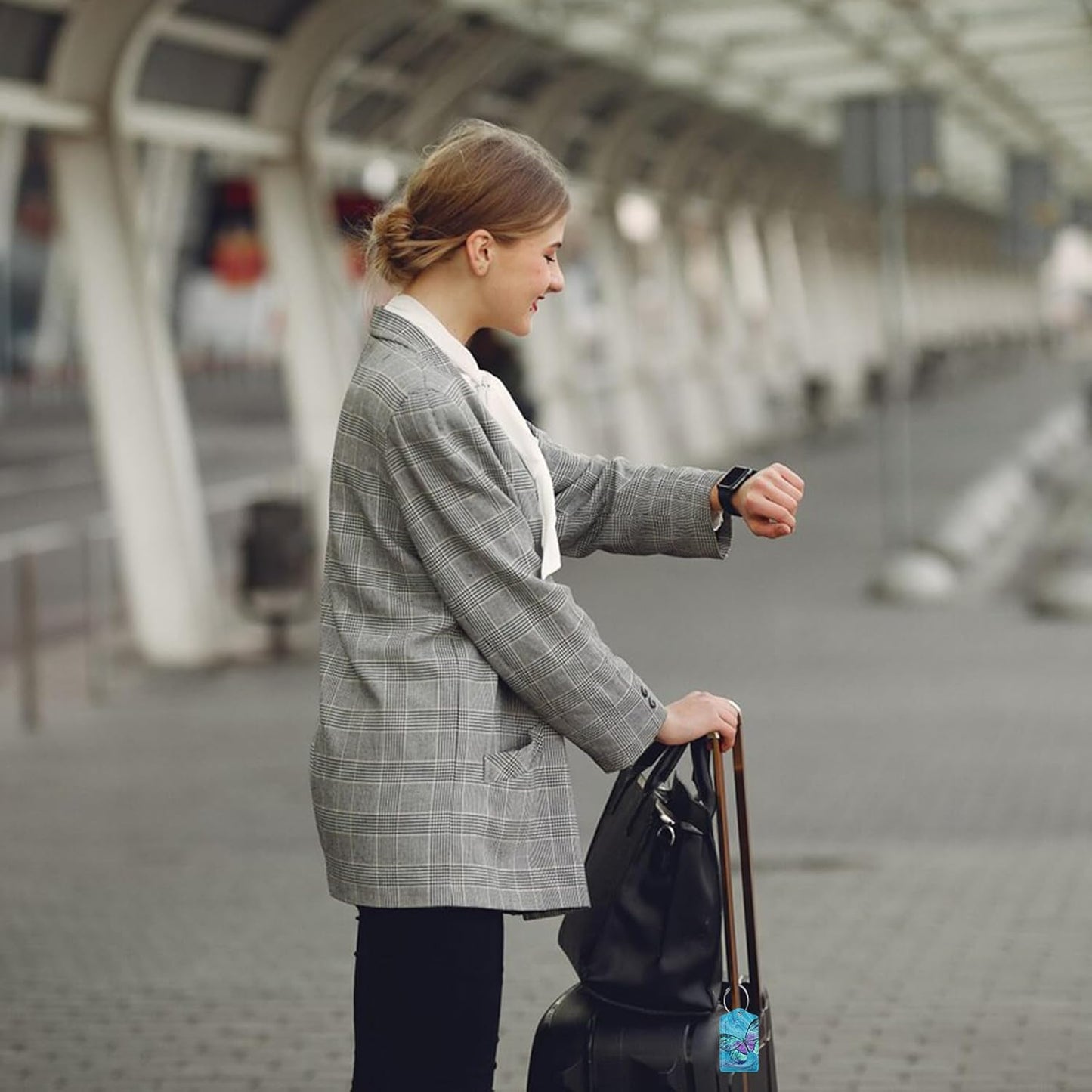 2 Pack Luggage Tag for Suitcase, Cute Unique Leather Suitcase Tags Identifiers with Privacy Name Address Labels & Durable Steel Loop for Women Men Travel