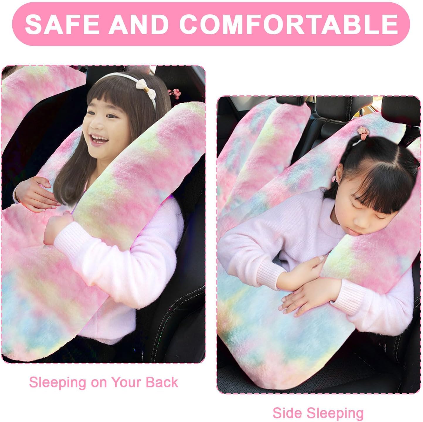 Travel Pillow, Travel Pillow for Kids, Sleeper Hold Pillow Travel, Removable U-Shaped Pillow for Adults and Children to Support Head and Body in The Back Seat of Long Car Trips (DCPink)