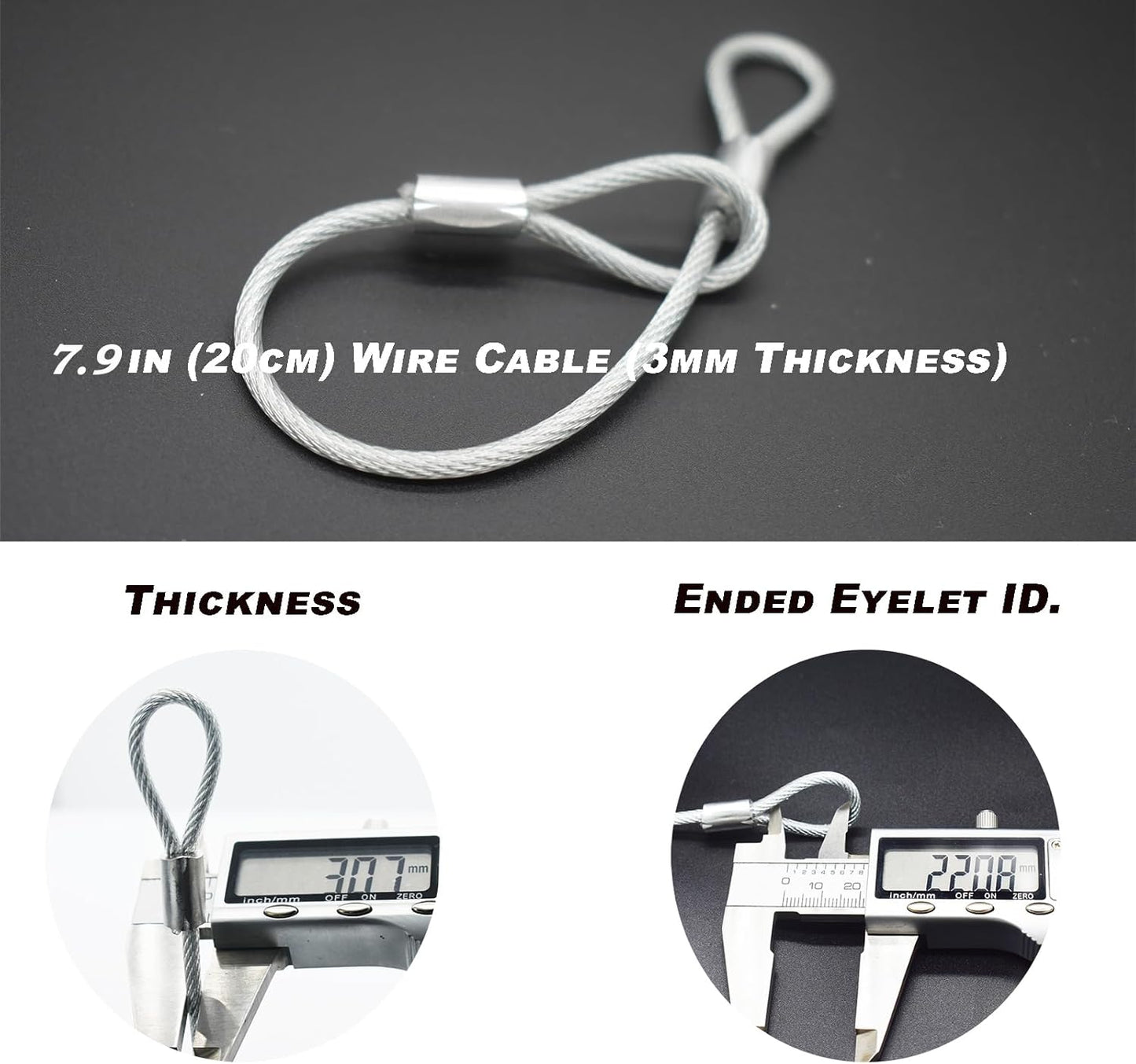 15 pcs 7.9 inch(20cm) 3mm Thickness Stainless Steel Wire Cable with Loops Vinyl Cover Coated Short Rope Lanyard Lock Safety Tether Chains,Clear