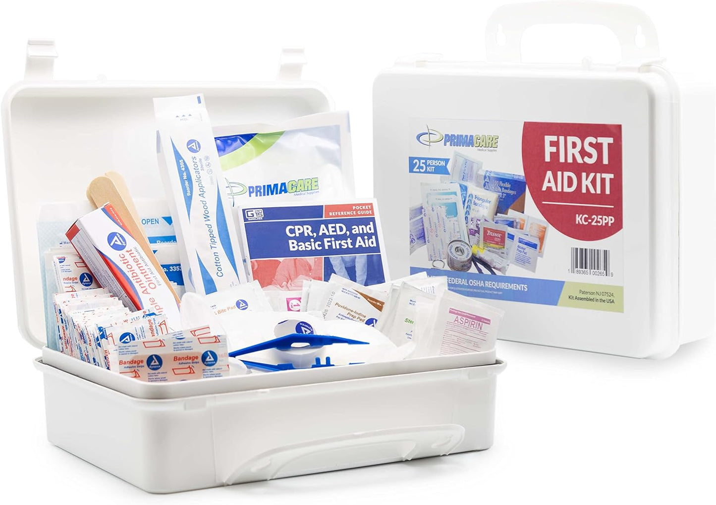 Primacare 25 Person Medium Emergency Preparedness First Aid Kit for Home, School and Office, Wall Mounted White