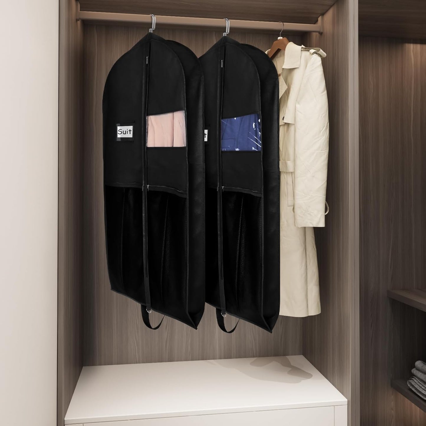 Zilink Suit Bags for Men Travel 43" Garment Bags for Travel with Pockets Waterproof Suit Cover Bags for Suits,T-shirts Jackets, Coat