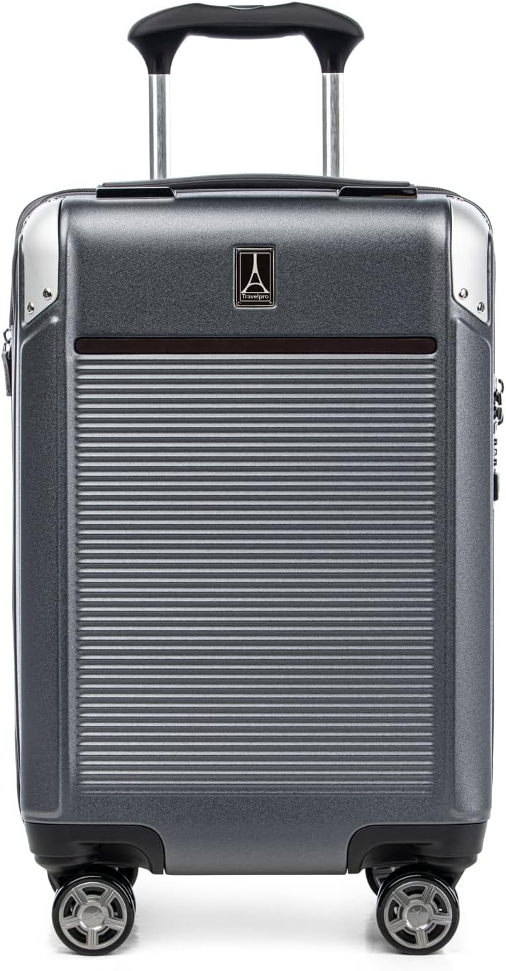 Travelpro Platinum Elite Hardside Expandable Carry on Luggage, 8 Wheel Spinner, TSA Lock, Hard Shell Polycarbonate Suitcase, Vintage Grey, Compact Carry on 20-Inch