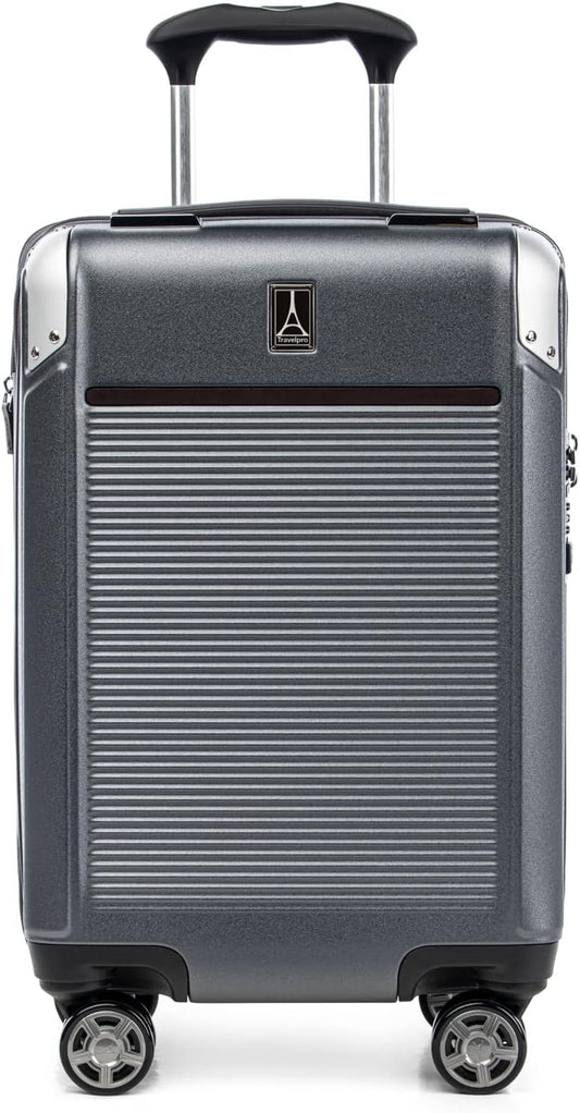 Travelpro Platinum Elite Hardside Expandable Carry on Luggage, 8 Wheel Spinner, TSA Lock, Hard Shell Polycarbonate Suitcase, Vintage Grey, Compact Carry on 20-Inch