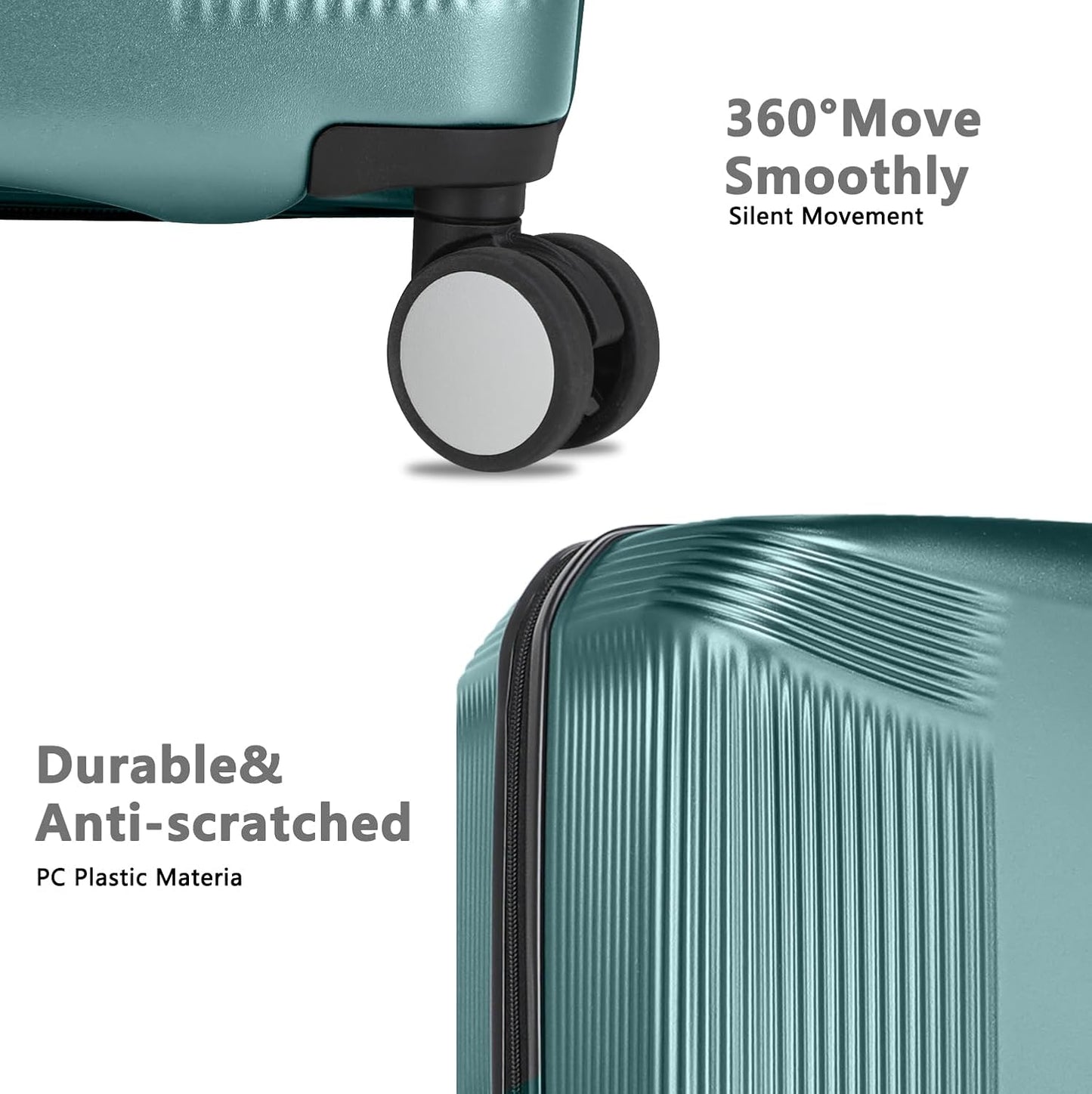 28 Inch Luggage with Spinner Wheels, Lightweight Expandable PC Hardside Large Checked Luggage with TSA Lock, Durable Rolling Suitcase, Green