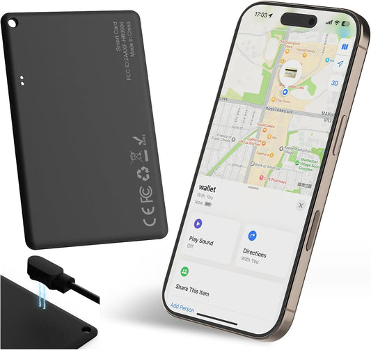Wallet Tracker Card for Find My (iOS Only), Slim Wallet Finder, Smart Bluetooth Tracker Tag, Tracking Device Item Locator for Wallets Kids Keys Luggage Passport Backpacks Laptop and More