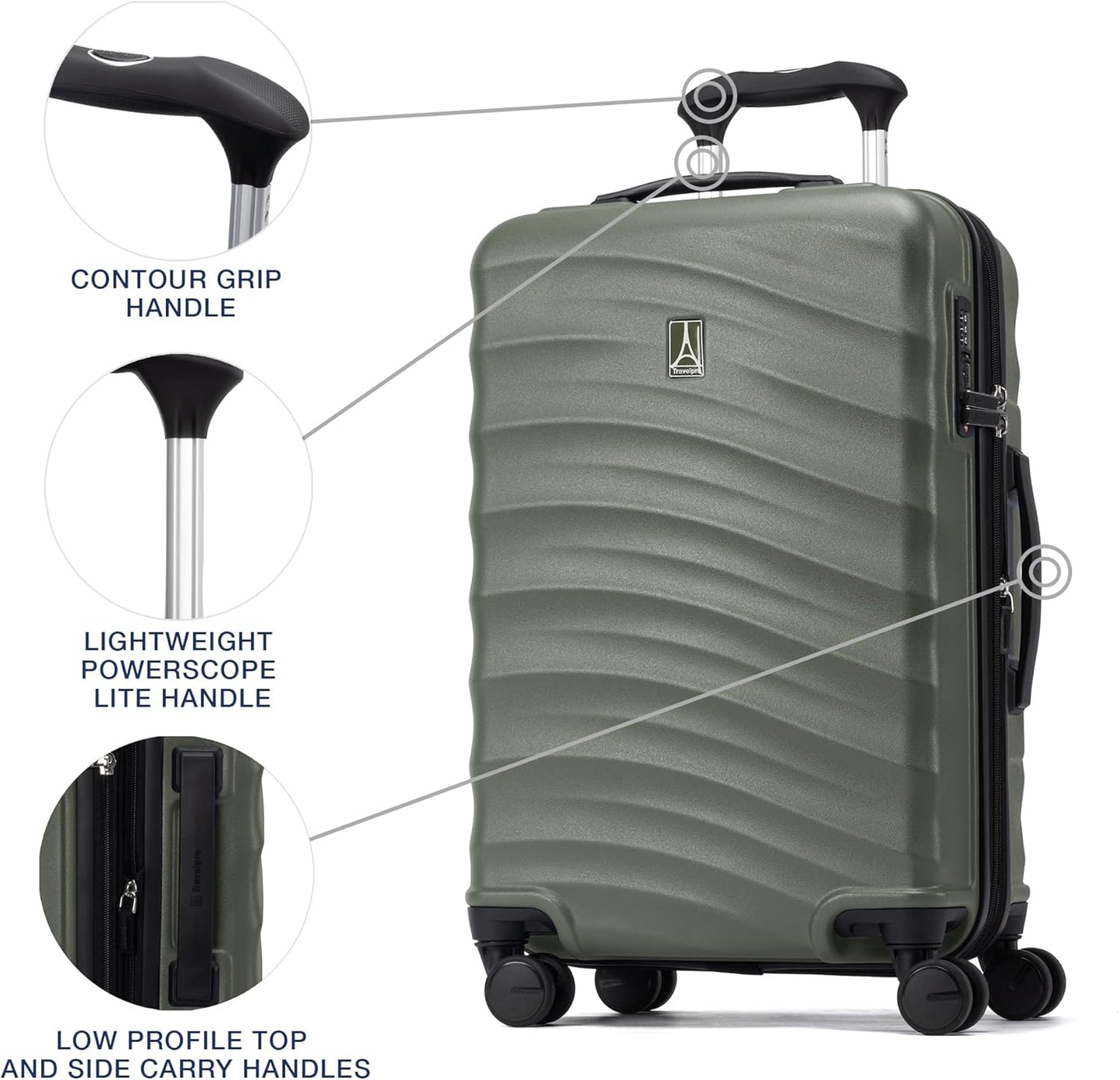 Travelpro Maxlite Air V2 Hardside Expandable Carry on Luggage, 8 Spinner Wheels, Lightweight Hard Shell Suitcase, TSA lock, Slate Green, Carry On 21-Inch