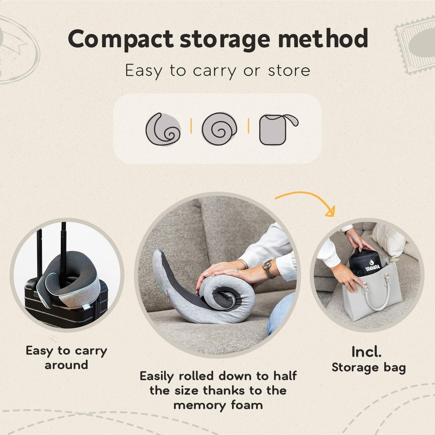 Travel Pillow - Airplane Neck Pillow with 360° Support - 100% Pure Memory Foam Flight Pillow for Sleeping on Airplanes - Travel Neck Pillow for Traveling