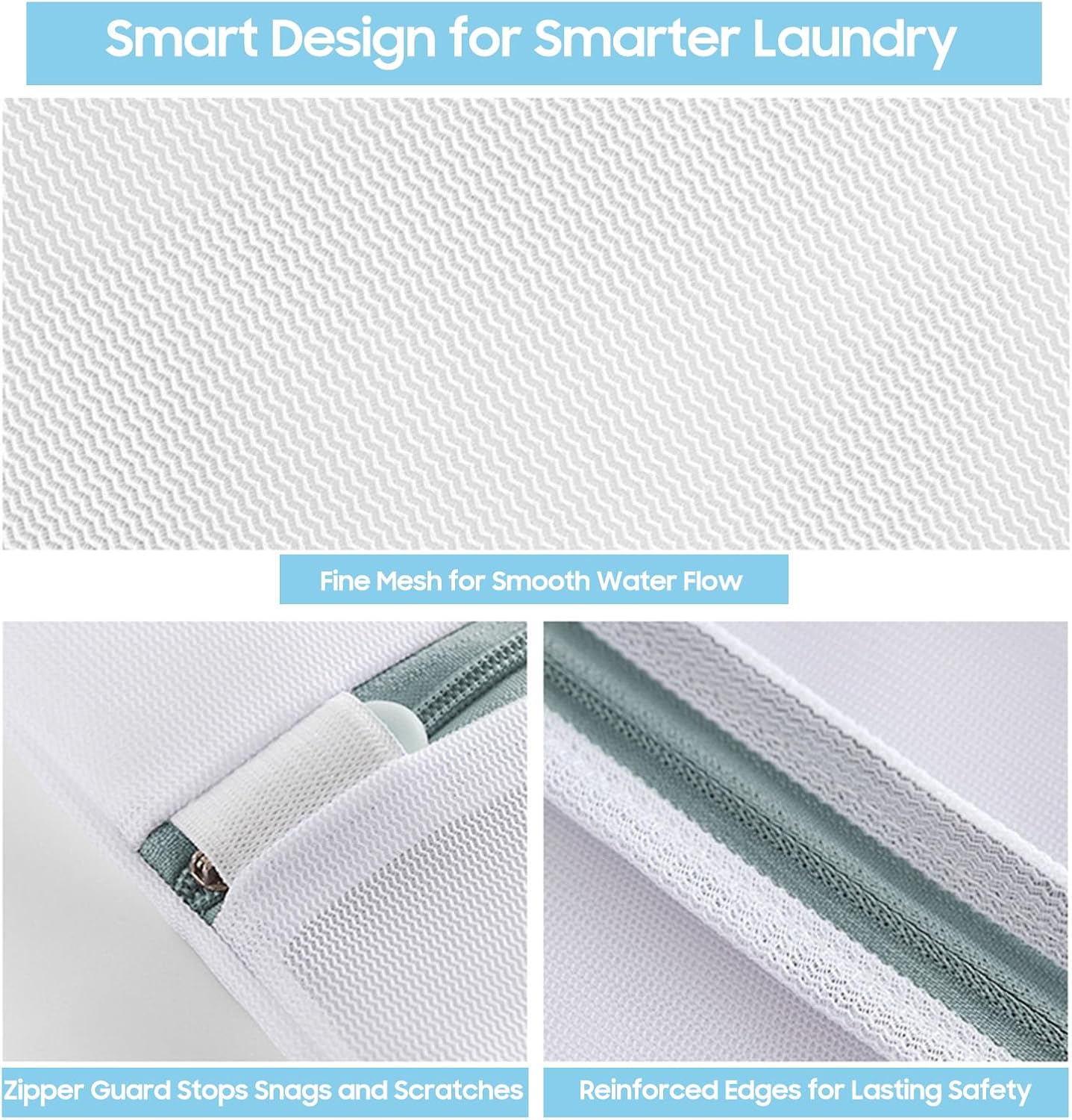 4 Pcs Large Mesh Laundry Bags for Delicates Intimates Lingerie with Zipper 2 Pcs 20” x 24”, 2 Pcs 24” x 24”