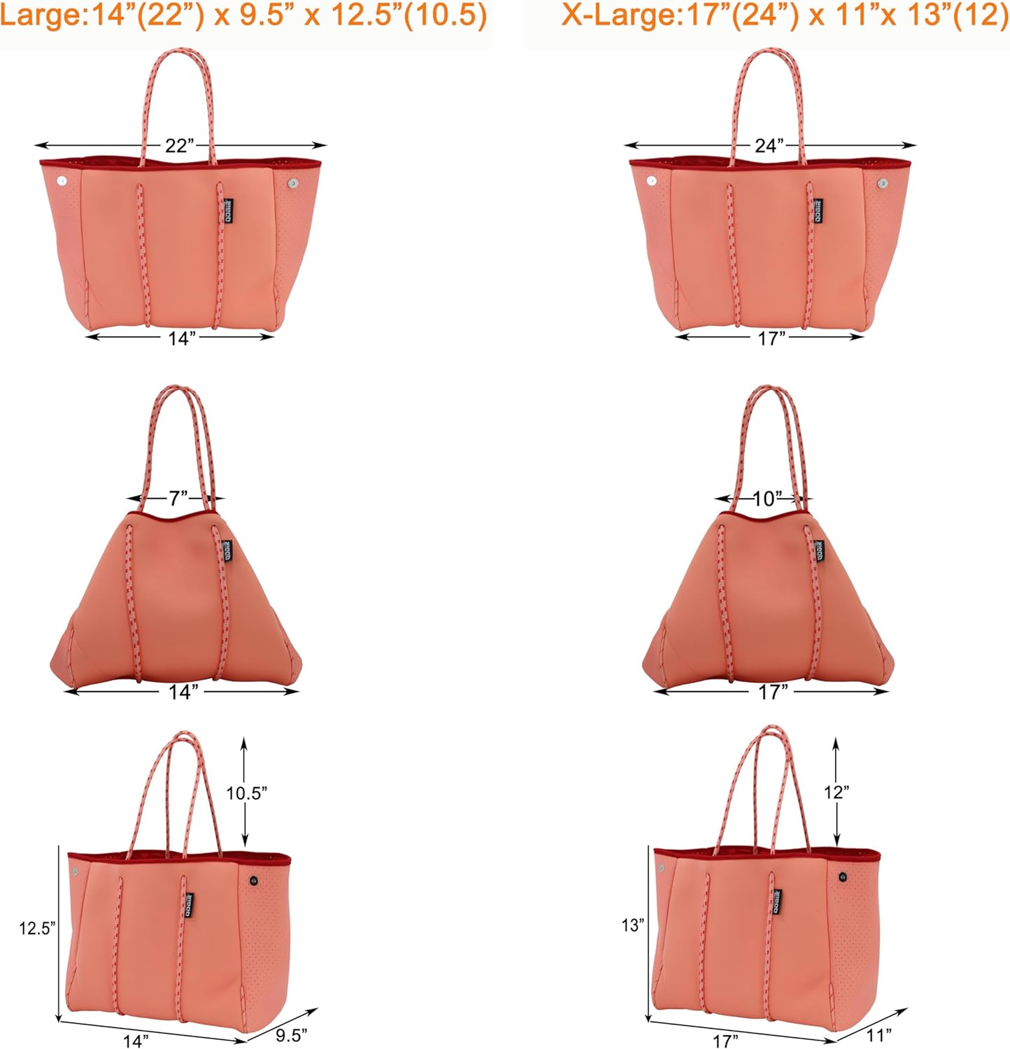 QOGiR Neoprene Multipurpose Beach Bag Tote with Inner Zipper Pocket … … … …