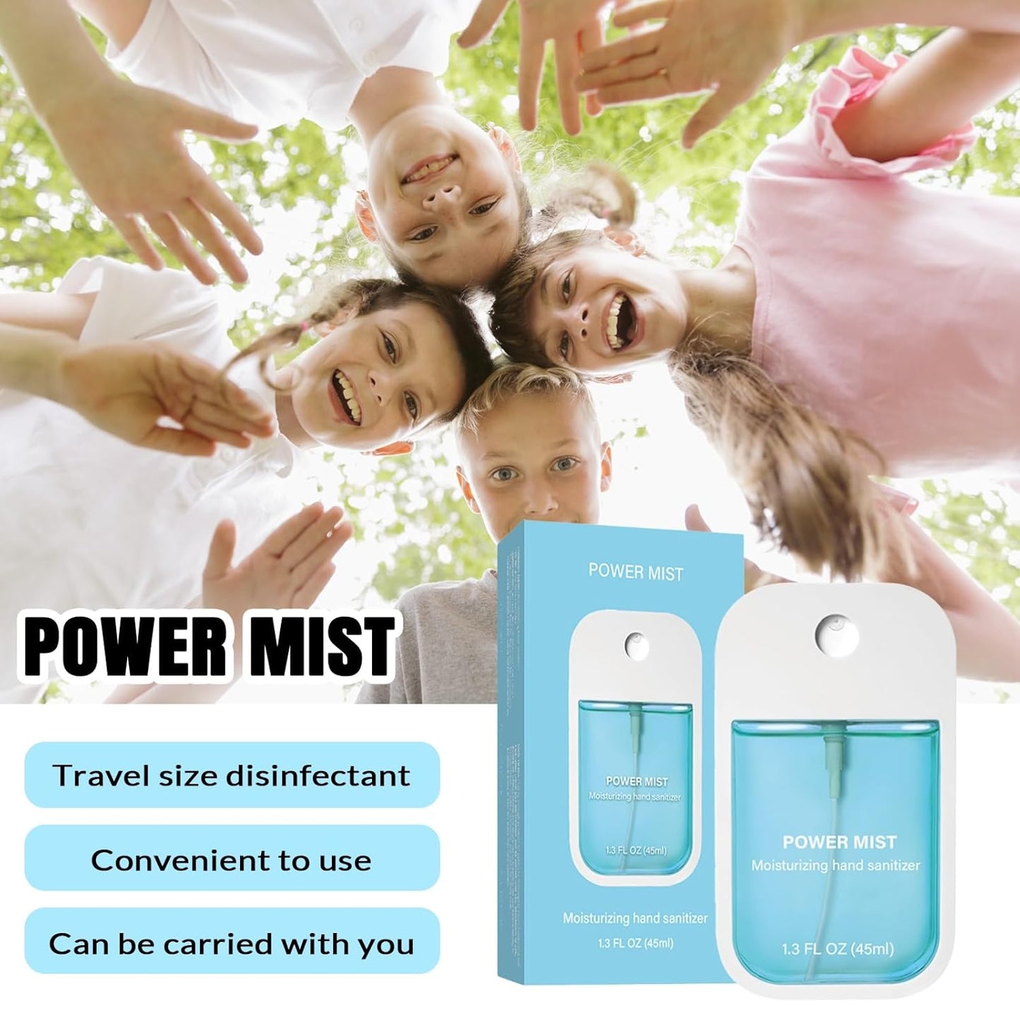 Power Mist Hydrating Hand Sanitizer Spray, Portable Travel-Size Hand Sanitizer Spray, 500-Sprays Each，Suitable for Both Adults and Children (Vanilla)