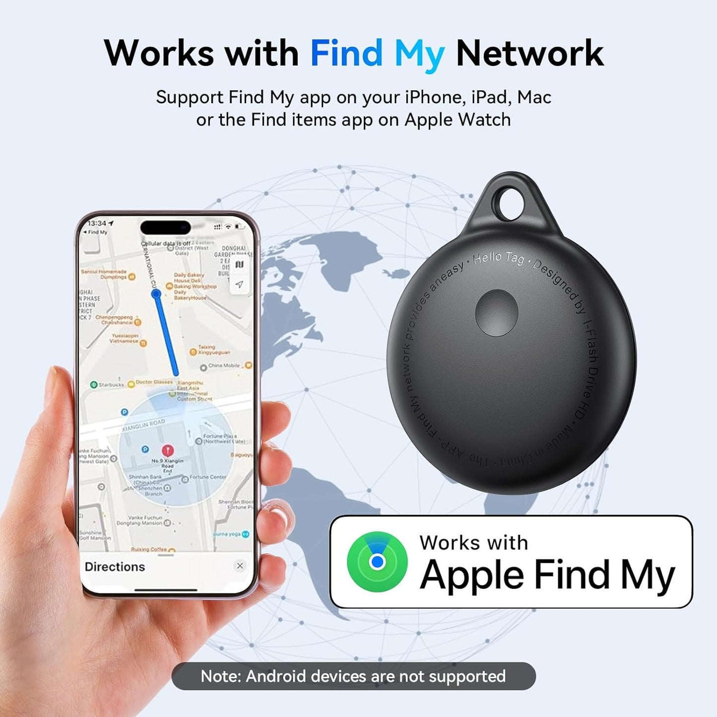 Tags-4 Pack, Smart Bluetooth Tracker Work with Apple Find My, Key Finders and Find My Tracker, Game Changer Waterproof Smart Tag with Key Ring GPS Tracker Tag for Keys/Luggage/Wallet/Pets etc