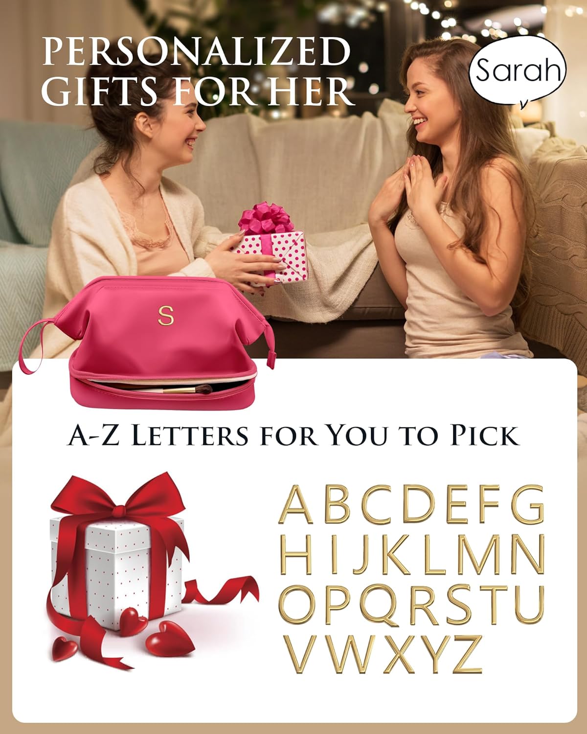 Teenage Girl Birthday Gifts, Makeup Bag for Women, Bridesmaid Engagement Gift for Her Travel Toiletry Bag Make Up Bag Pouch for Purse Bridal Shower Gifts for Engagement Wedding Gift