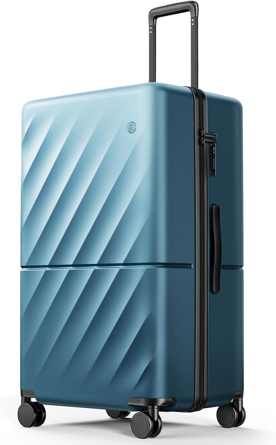 NINETYGO Trunk Luggage 29 Inch, Large Checked Luggage with Double Spinner Wheels, Anti-Burst Zipper, Hard Case PC Suitcase, Lightweight Travel Luggage, TSA Approved (Topaz Blue, Hudson)