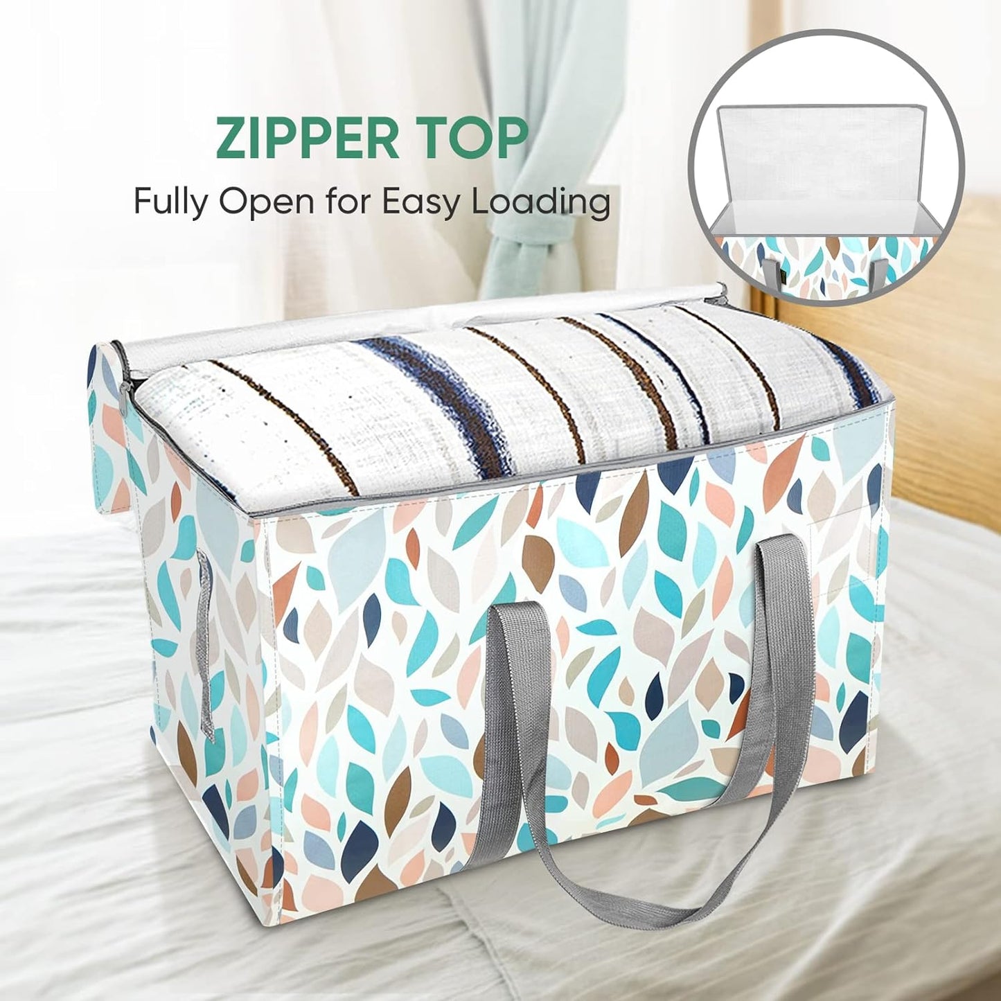 BALEINE 6-Pack Oversized Moving Bags with Reinforced Handles, Heavy-Duty Storage Tote for Clothes, Moving Supplies (Mosaic, 6-Pack)