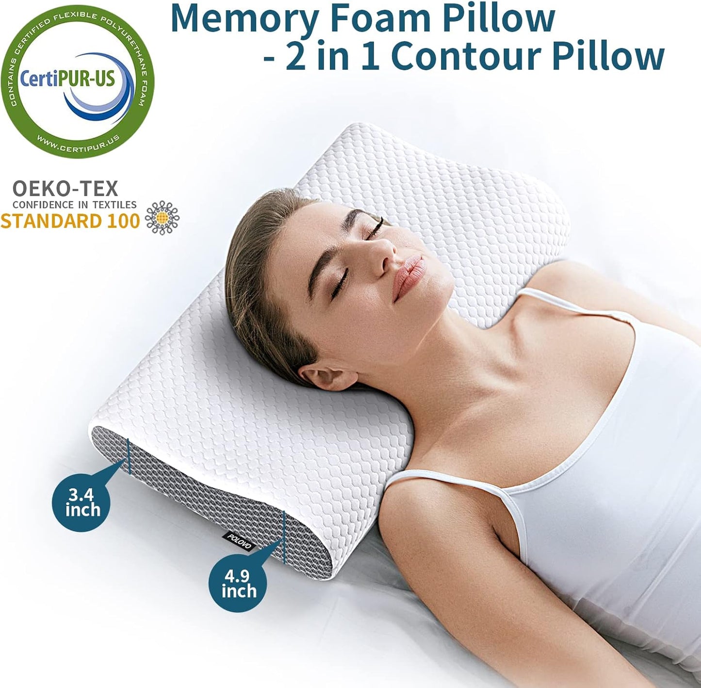 Neck Pillow Memory Foam for Pain Relief Bed Pillow for Sleeping, Ergonomic Orthopedic Cervical for Neck and Shoulder Pain, Side Back Stomach Sleeper