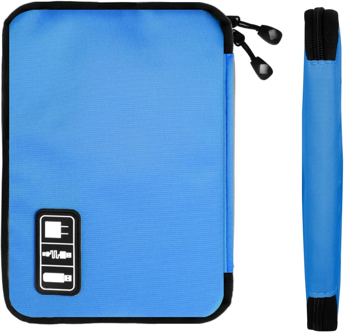 Electronics Travel Organizer,Portable Waterproof Electronic Travel Storage Bag for Small Charging Cord Storage,Charger,SD Card etc,for Travel,Business- Blue Green