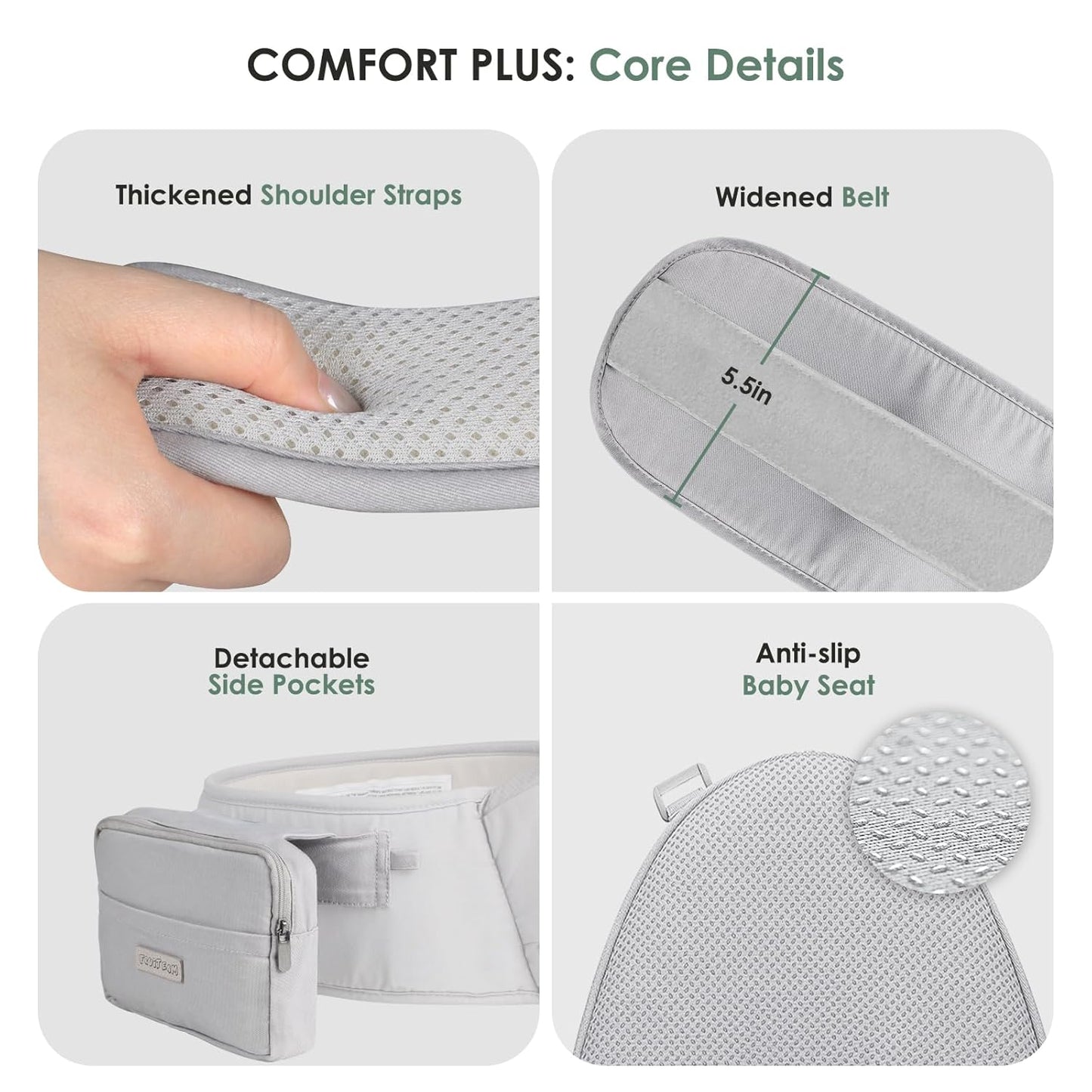 FRUITEAM Baby Carrier Newborn to Toddler- Safety - Certified 6 in 1 Hip Seat Carrier with Head & Lumbar Support, Adjustable & Removable Baby Holder for All Seasons, Great for Travel and Outdoor