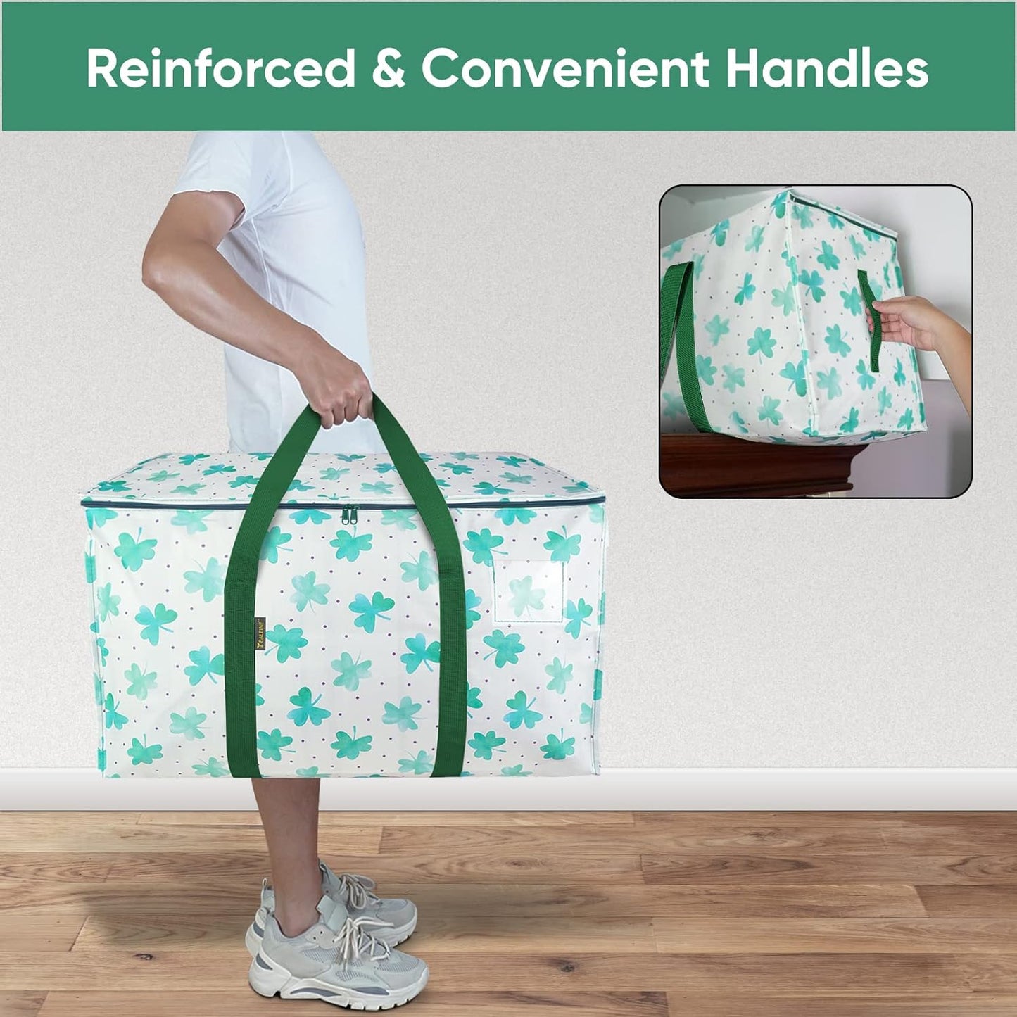 BALEINE 2-Pack Oversized Moving Bags with Reinforced Handles, Heavy-Duty Storage Tote for Clothes, Moving Supplies (Clover, 2-Pack)