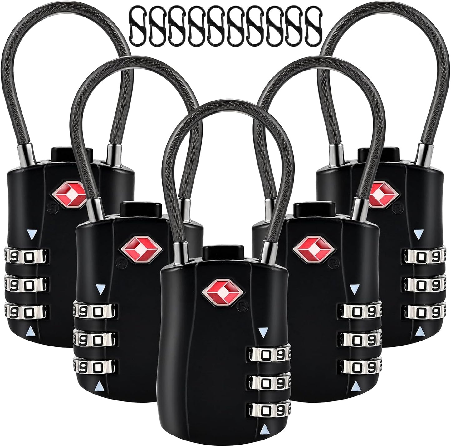 5pcs TSA Approved Luggage Locks with 10pcs Zipper Locks, Zinc Alloy Combination Locker Suitcase Lock, TSA Locks for Luggage, Combination Lock for Locker Backpack (TSA007)