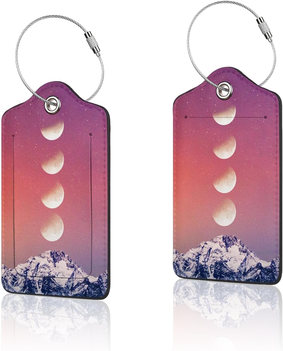 2 Pack Luggage Tag for Suitcase, Cute Unique Leather Suitcase Tags Identifiers with Privacy Name Address Labels & Durable Steel Loop for Women Men Travel