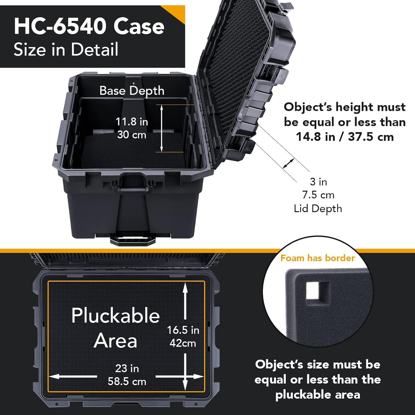 Lykus HC-6540 Large Waterproof Hard Case with Wheels and Customizable Foam, Interior Size 25.6x18.9x15 inch, Suitable for large electronic equipment and more