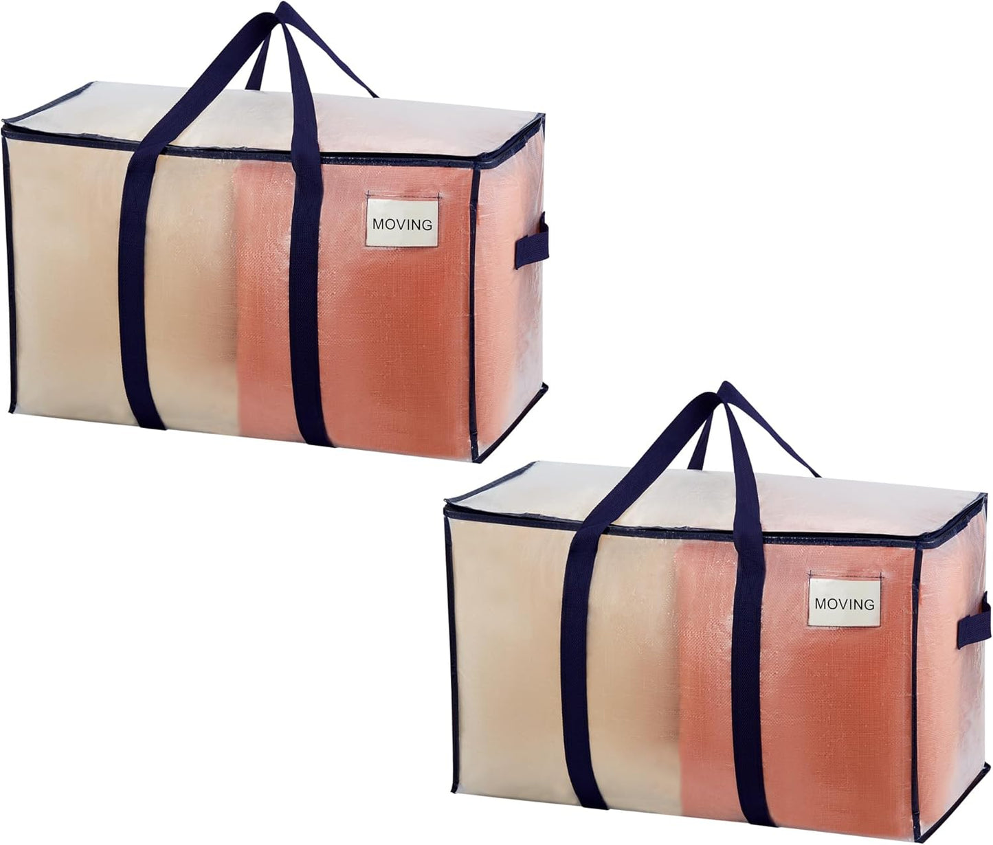 VENO 2 Pack Moving Bags, Heavy Duty, Moving Boxes Alternative, Packing Storage Supplies for Dorm Room Essentials with Zipper for Clothes, Extra Large Totes for Packaging (Clear, 2 Pack)