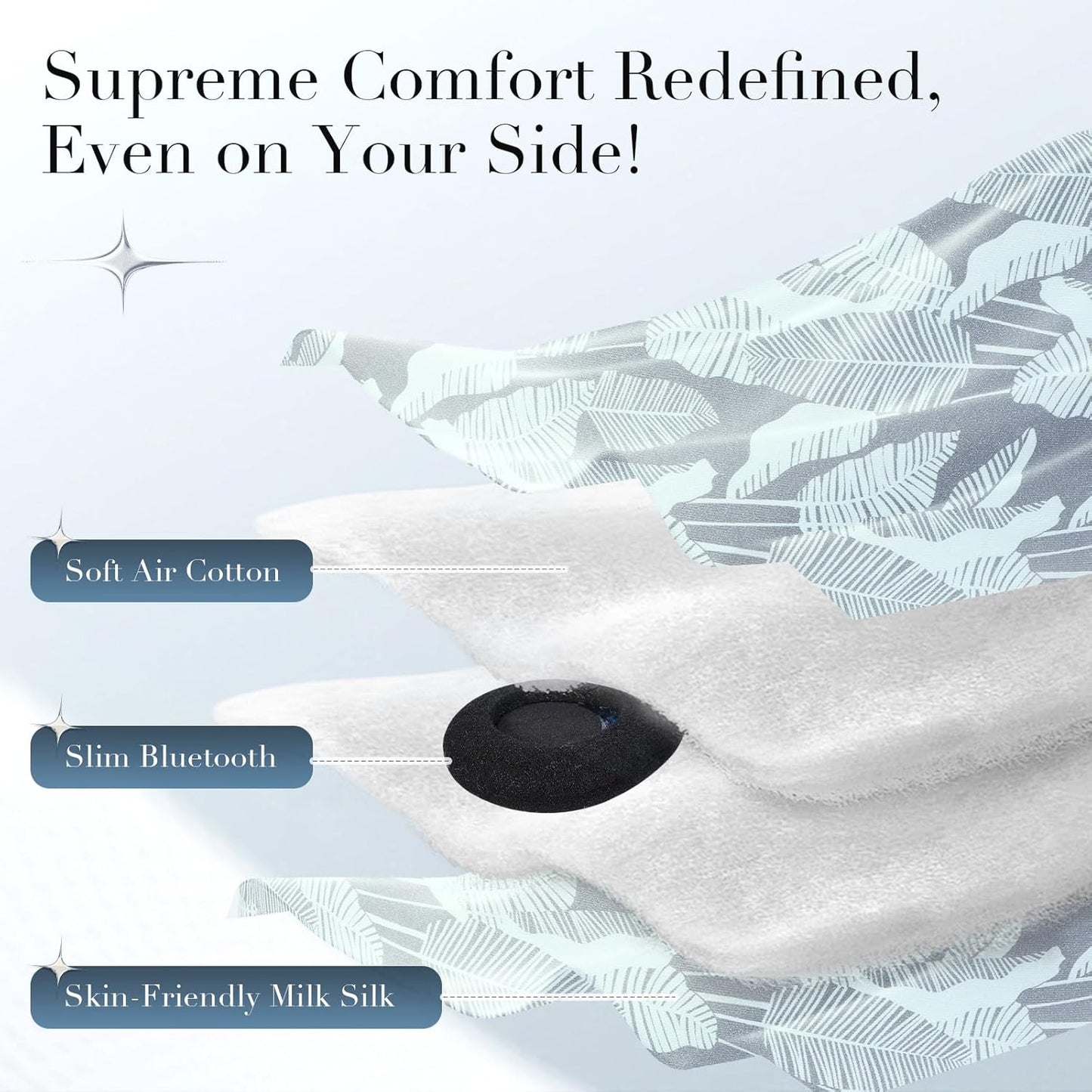 LC-dolida Sleep Mask with Bluetooth Headphones, Extra Large Silk Eye Mask for Sleeping Side Day Sleepers, Sleep Headphones Bluetooth 5.4 for Women Men with Thin Speaker, Blackout, Comfort, Microphone