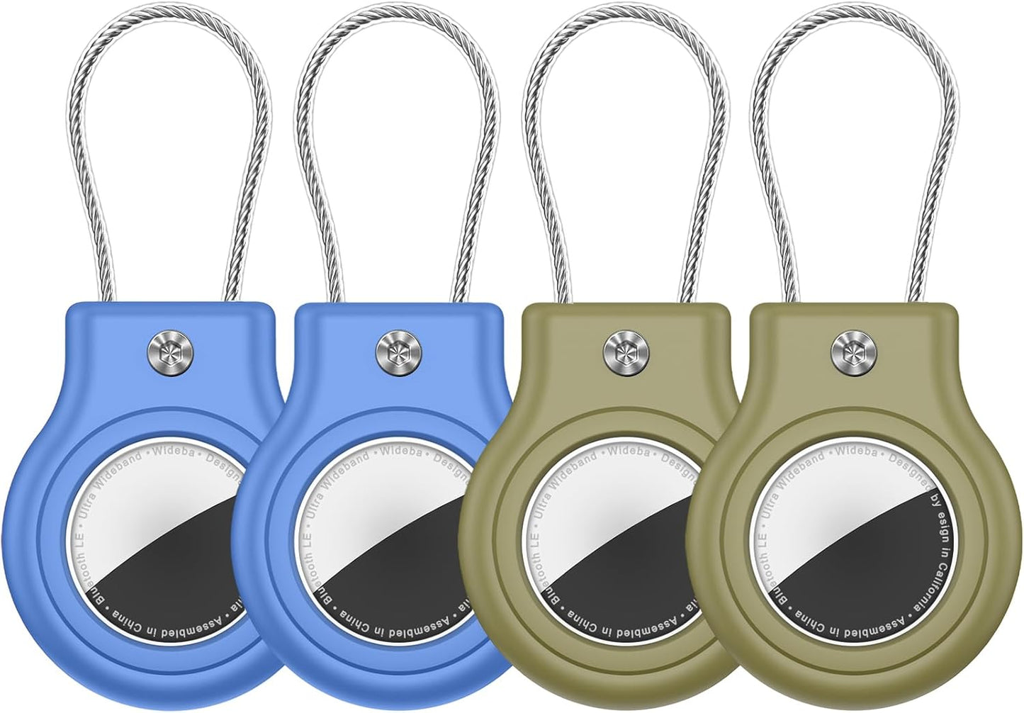 Waterproof Airtag Holder,4 Pack Airtag Case with Secure Lock,Airtags Keychain for Apple Airtag,Anti-Lost Protective Case Air tag Accessories for GPS Tracker Luggage,Bag,Key,Pet-Blue/Blue/Green/Green