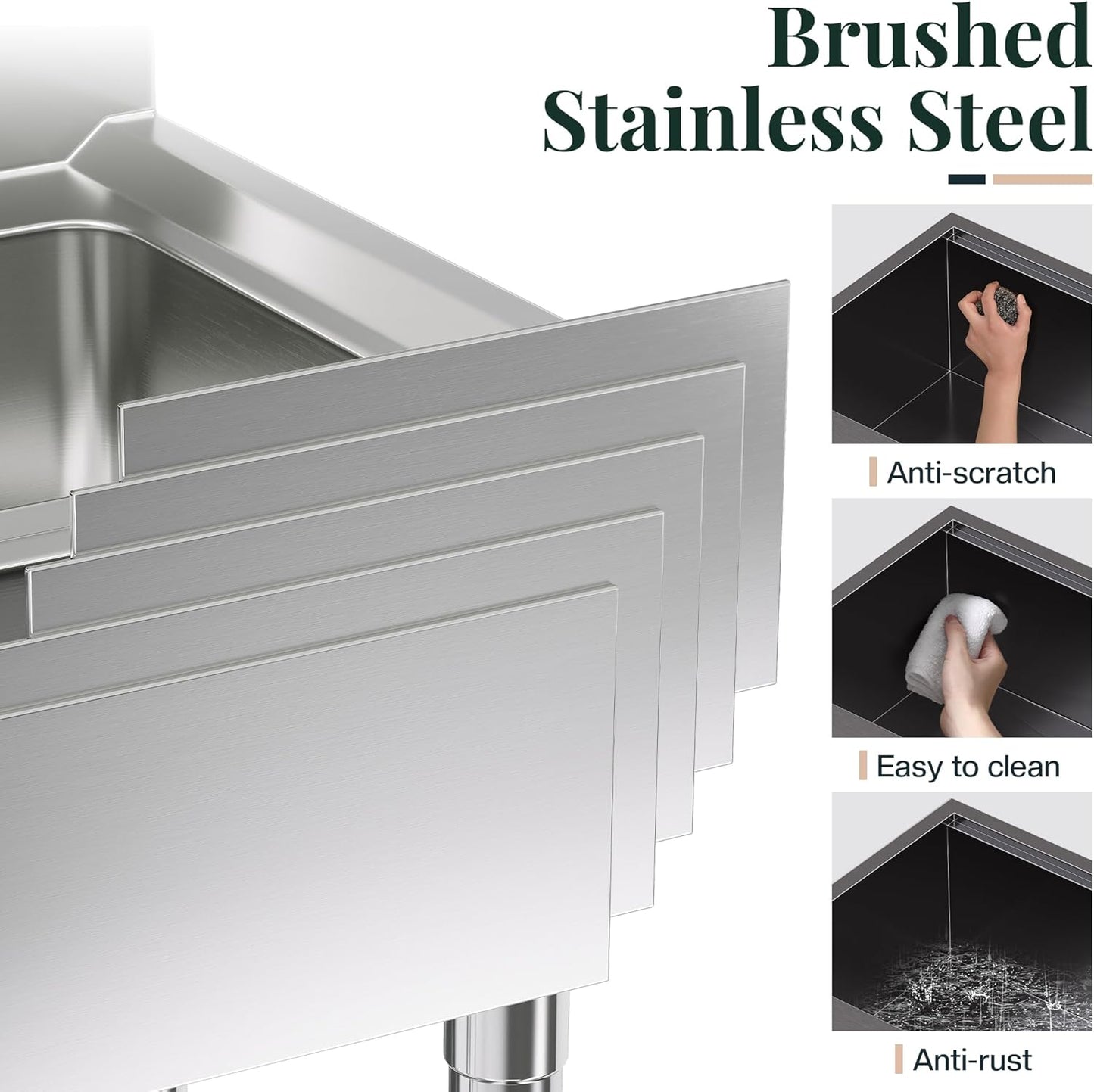 32.5-Inch Undermount Kitchen Sink Workstation, 16 Gauge Stainless Steel Single Bowl Kitchen Sink with Cutting Board, Drying Rack, Roll-Up Rack and Drain Assembly