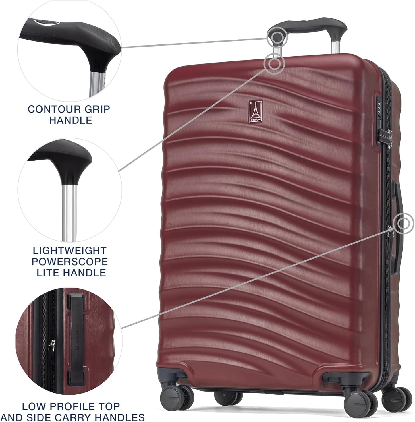 Travelpro Maxlite Air V2 Hardside Expandable Luggage, 8 Spinner Wheels, Lightweight Hard Shell, TSA lock, Cabernet, 2-Piece Set (21/25)
