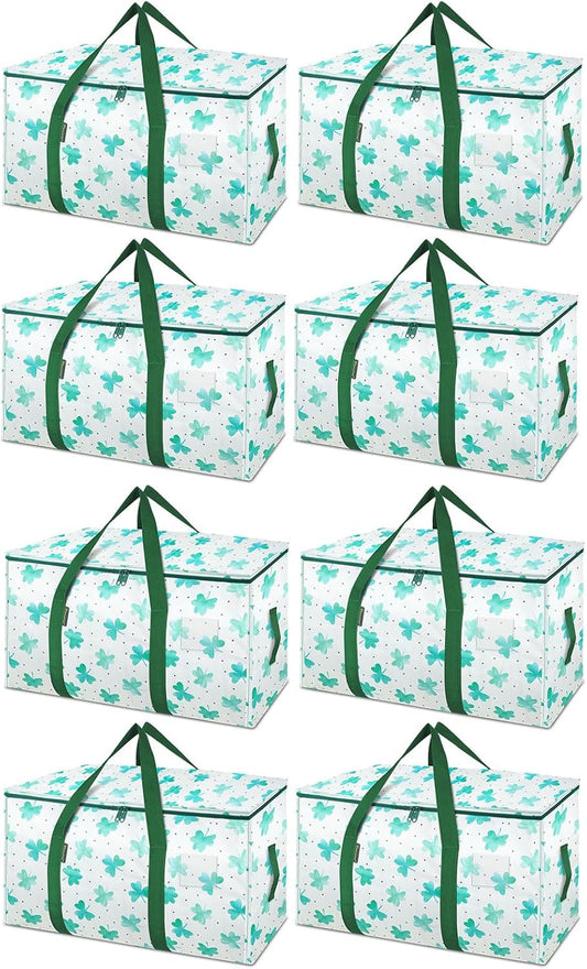 BALEINE 8-Pack Oversized Moving Bags with Reinforced Handles, Heavy-Duty Storage Tote for Clothes, Moving Supplies (Clover, 8-Pack)