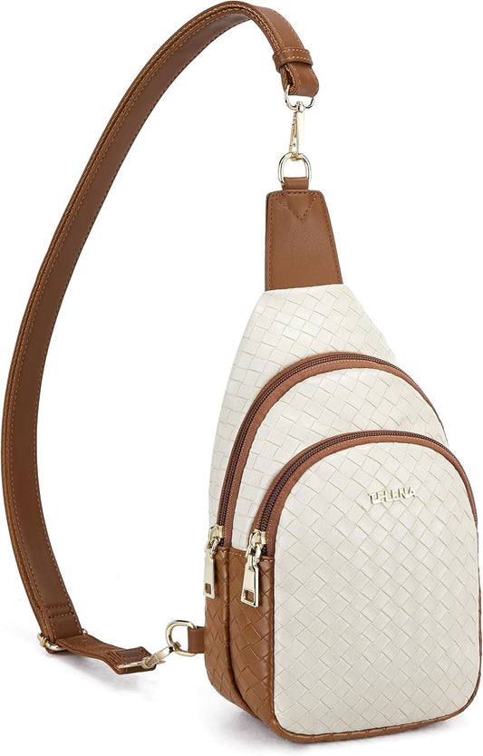 Telena Small Sling Bag for Women Leather Crossbody Fanny Packs Chest Bag for Women