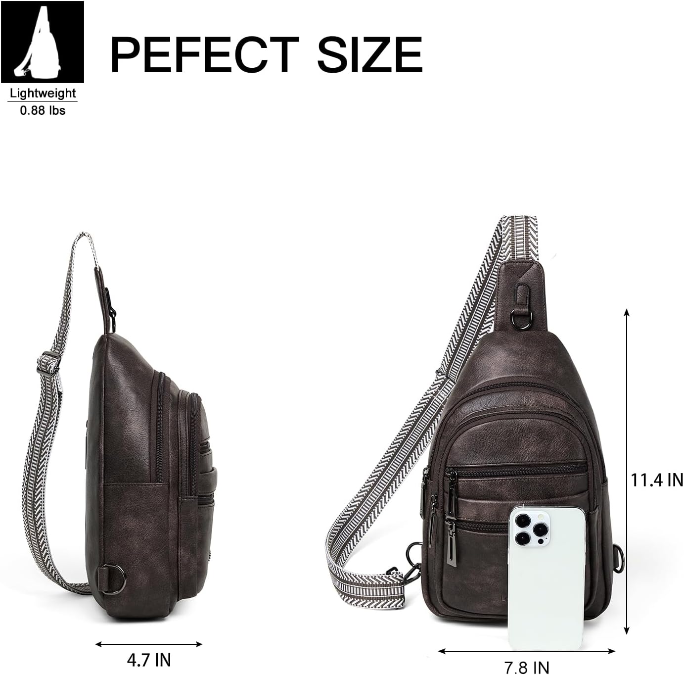 Sling Bag for Women Crossbody Fanny Pack Sling Purse Backpack Vegan Leather Travel Cross Over Shoulder Bag Coffee