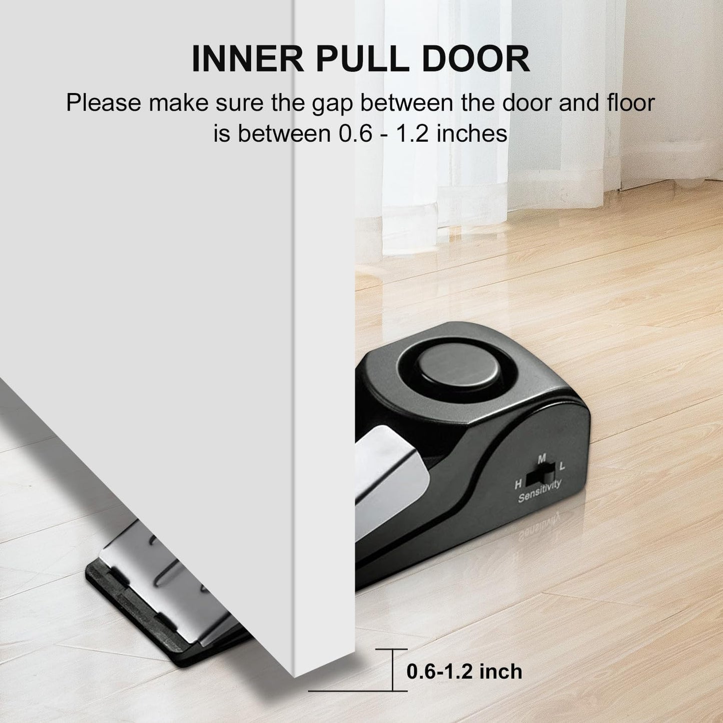 1 Pack Door Stop Alarm, Door Stopper with 120DB Security Alarm, Floor Wedge Door Stop Siren, Door Security Devices for Traveling, Apartment, Hotel and Home, Black