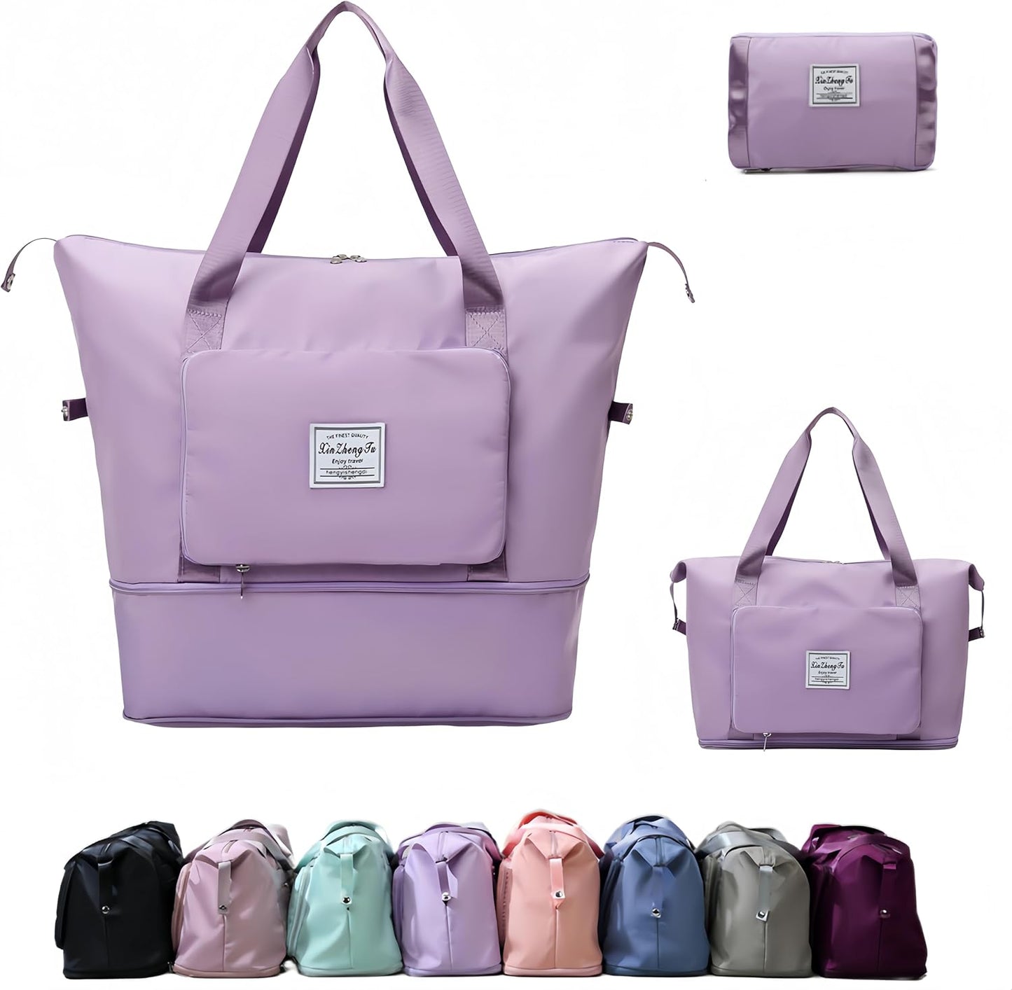 Large Capacity Foldable Travel Bag, Expandable lightweight Carry on Bag, Dry with Wet Separation Spor Duffel Bags