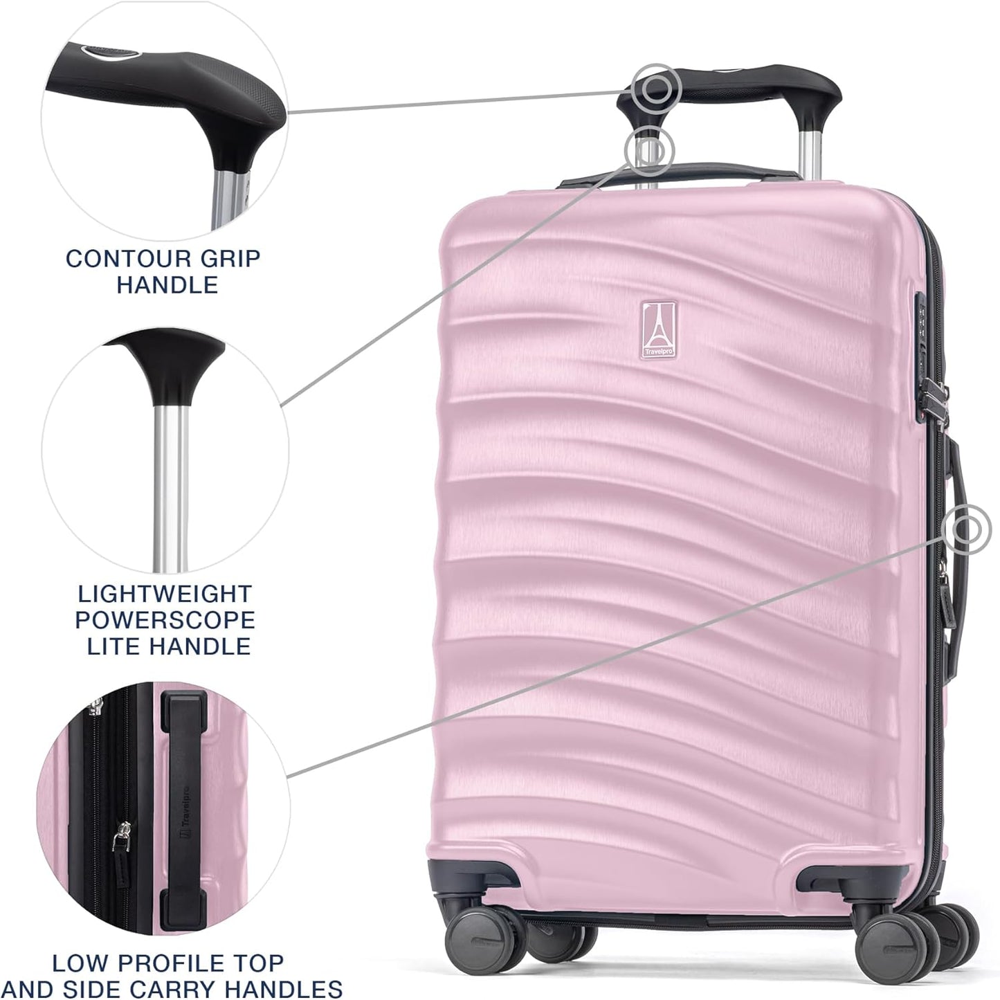 Travelpro Maxlite Air V2 Hardside Expandable Carry on Luggage, 8 Spinner Wheels, Lightweight Hard Shell Suitcase, TSA lock, Pink, Carry On 21-Inch
