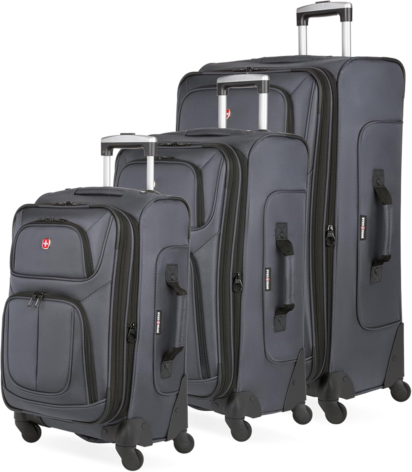 SwissGear Sion Softside Expandable Luggage, Dark Grey, 3-Piece Set (21/25/29)