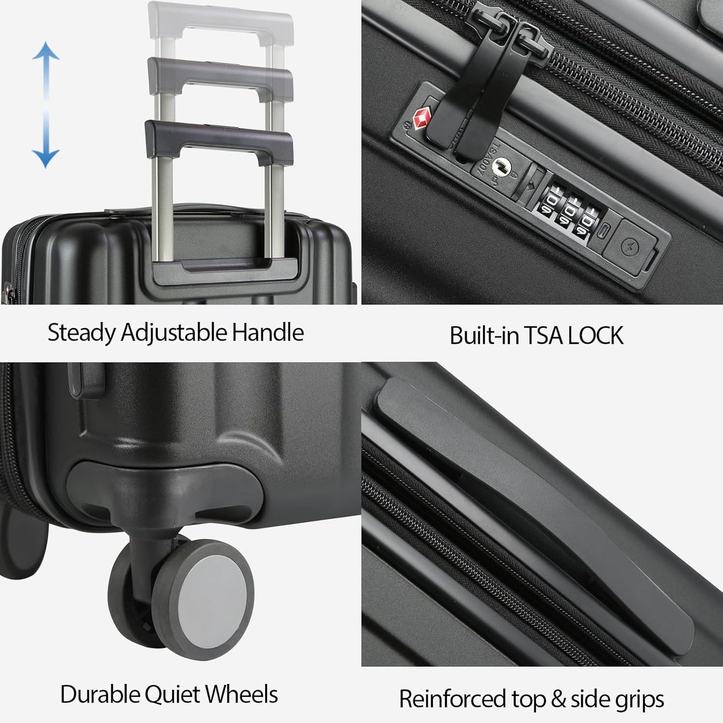 KROSER Hardside Expandable Carry On Luggage with Spinner Wheels & Built-in TSA Lock, Durable Suitcase Rolling Luggage with USB Port, Carry-On 20-Inch, Black