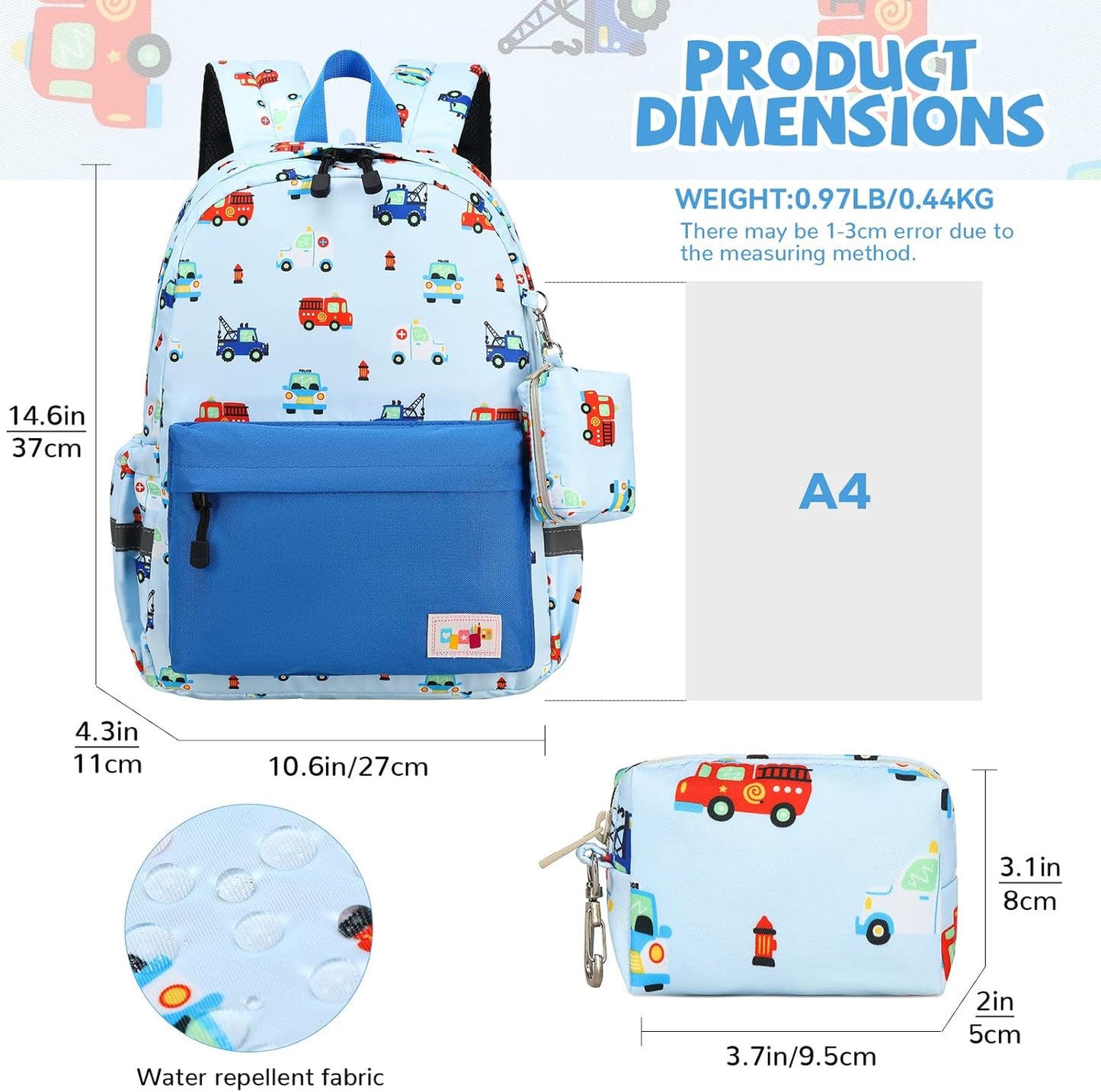 mygreen Toddler Backpack, Kids Backpack for Boys and Girls with Chest Strap