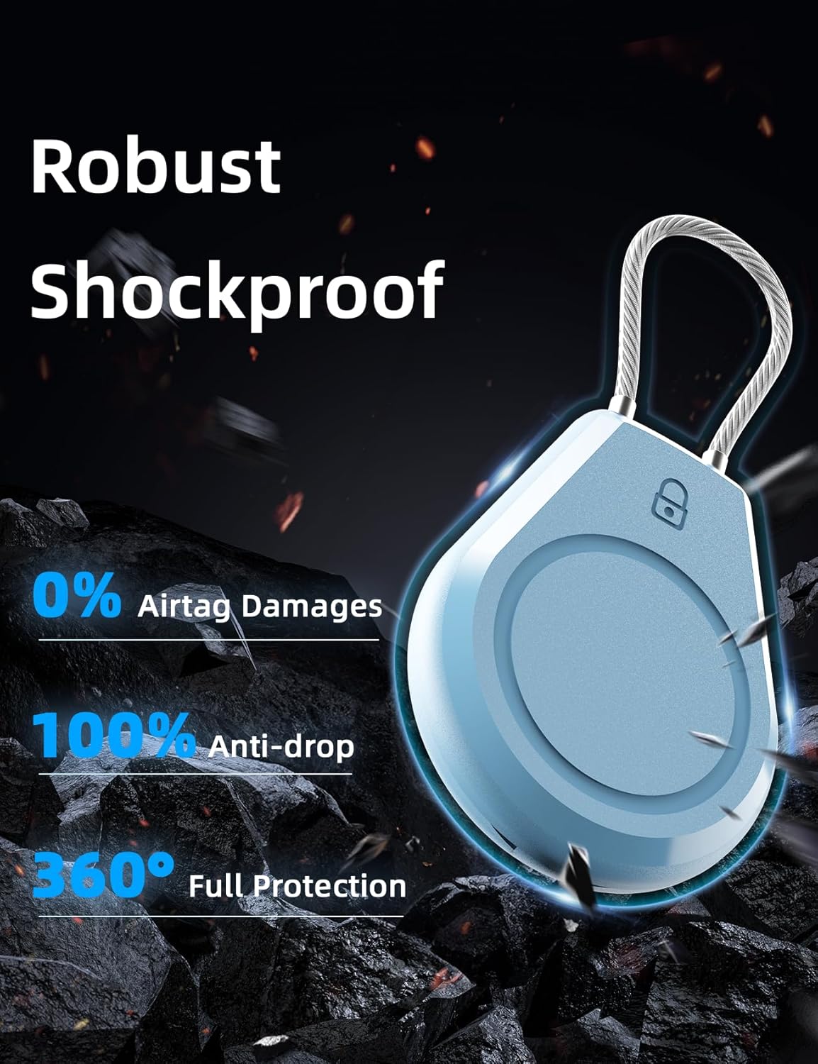 4 Pack Waterproof Secure Holder for AirTag Accessories, Anti-Theft Track Case with Steel Cable, Ultra Durable Scratch-Resistant Cover -Compatible with Apple AirTag for Keychain,Car,Bike,Luggage, Pet