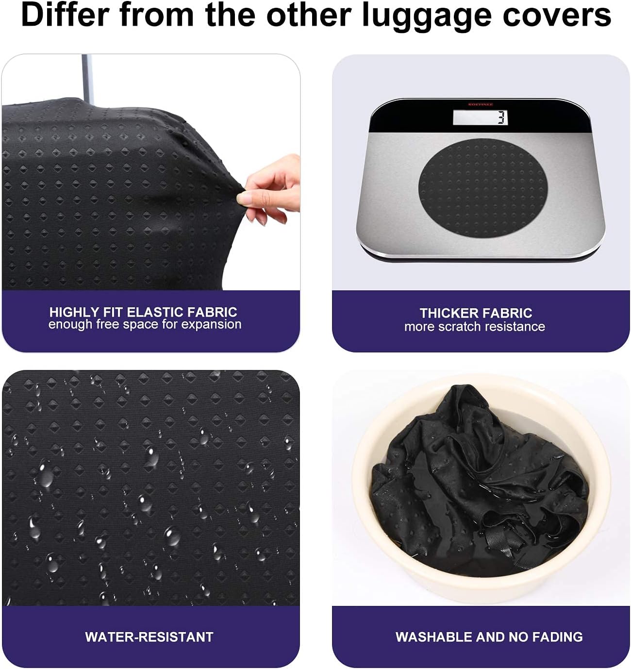 7-Mi Travel Luggage Cover Protector, Washable Suitcase Protector Anti-scratch Spandex Baggage Covers Fits 23-25 Inch Luggage