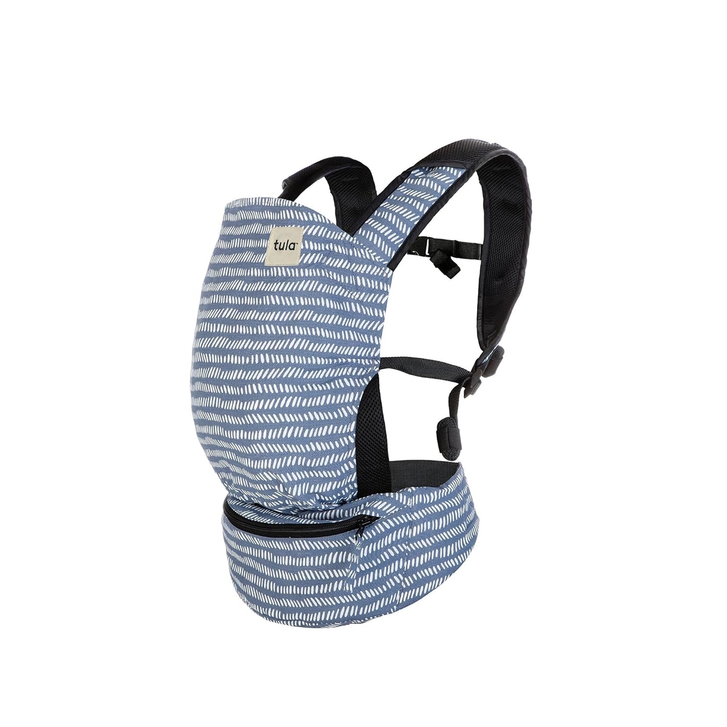 Baby Tula Lite Ripstop Nylon Compact Baby Carrier, Lightweight & Ergonomic Carrier for Travel w/Convenient Storage Hip Pouch, Multiple Carrying Positions for 12lbs to 30lbs - Beyond (Steel Blue/Dash)