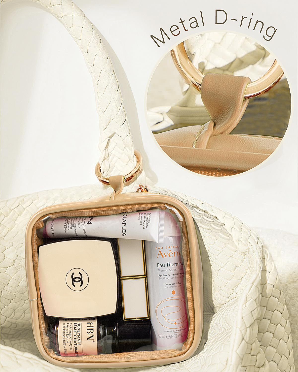 LETGO Clear Makeup Bags Small-Mini Comestic Bag,Cute Cosmetic Pouch for Women with Slip-in Pockets Clear Cosmetic Bags Travel Essentials Car Accessories for Women Men (Mini Sand)