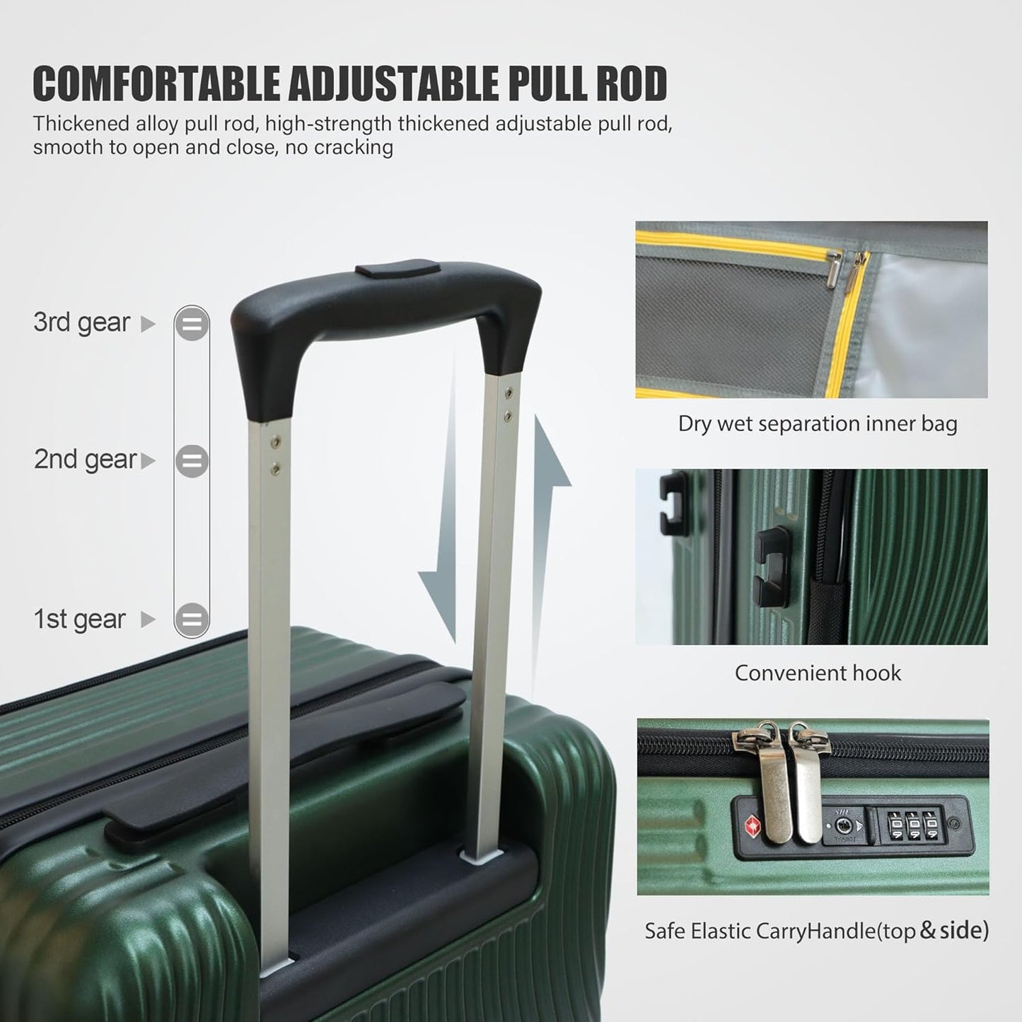 buy 0ne get 0ne free! 20 Inch Expandable Carry on Luggage PC Hard Shell TSA Suitcase Top Opening 360°Rolling Wheels Travel Luggage Suitcase(Green)