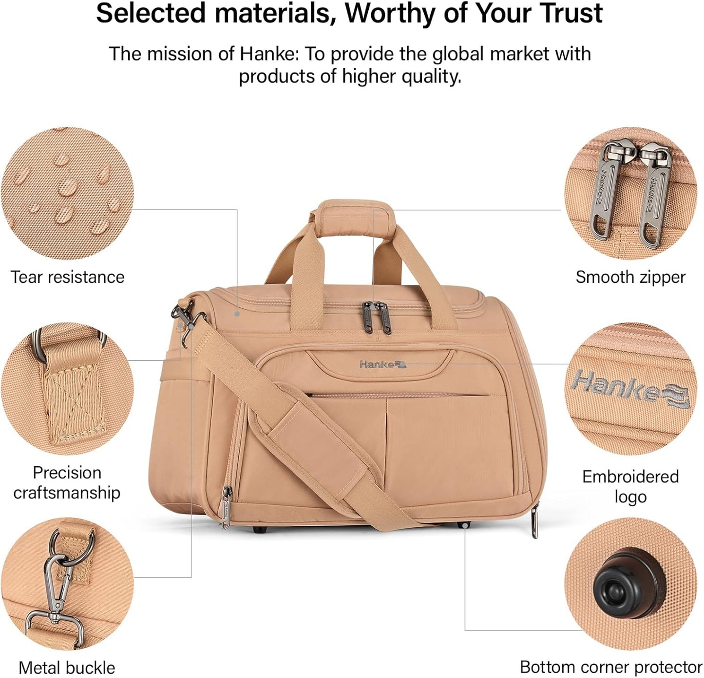 Hanke Foldable Underseat Carry On luggage Bag, Travel Tote Bag for Women & Men, Personal Item Travel Bag Softside Lightweight Luggage Bags for Travel Flight Crew Overnight Weekender.（Pink）