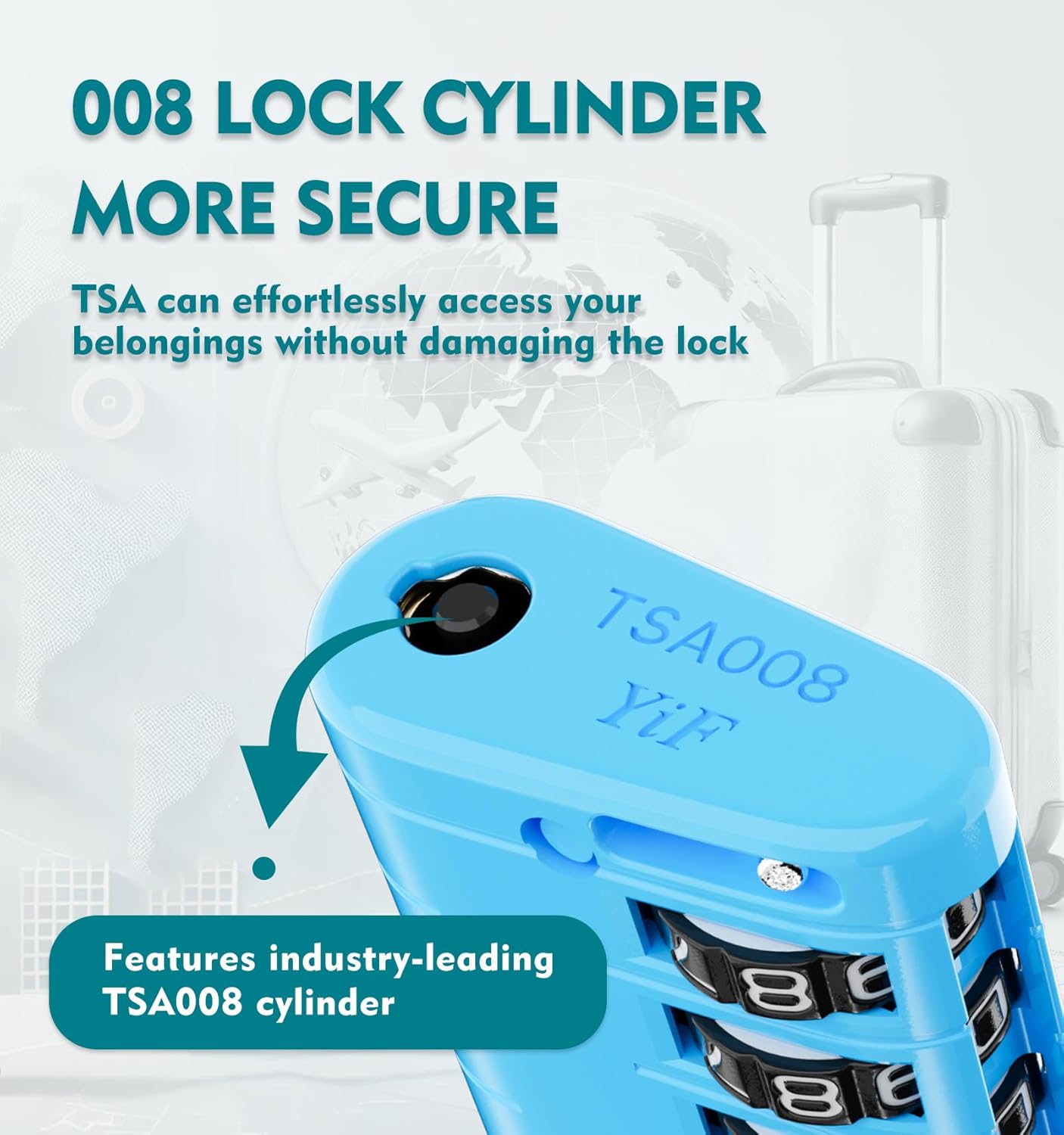 ANVIL 4 Digit Luggage Locks, TSA Locks for Luggage, Advanced TSA008 core, Alert Indicator for Your Travel Lock, Suitcase Lock. (3, Blue)